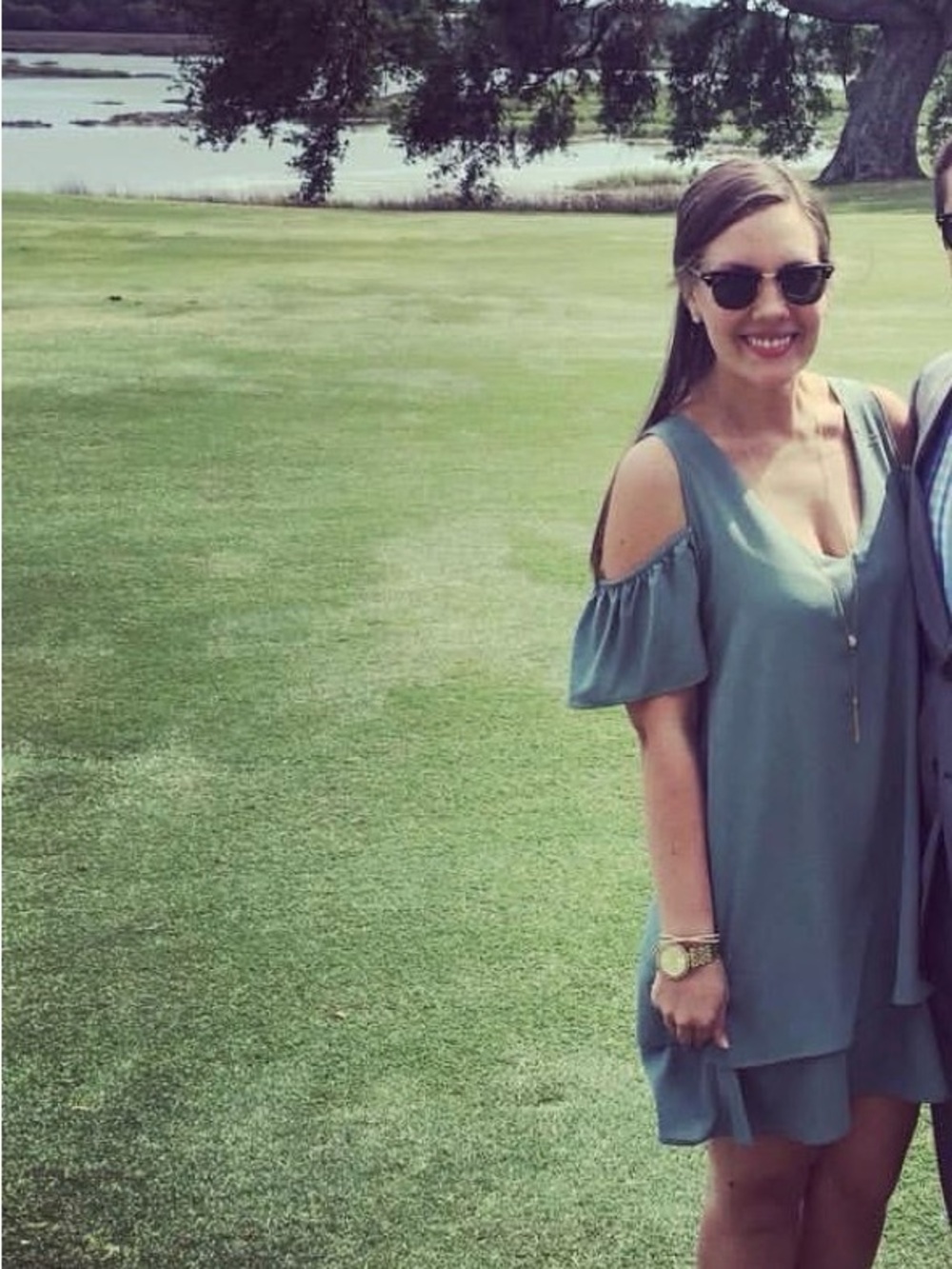 Cold-Shoulder V-Neck Short Dress in Sage Green
